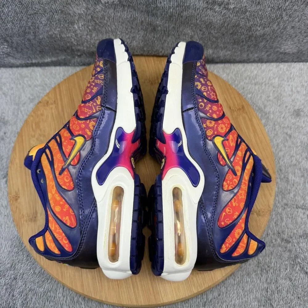 Nike Air Max Plus Shoes Boys Size 7Y Orange Purple Print Sneakers CI9932-500
